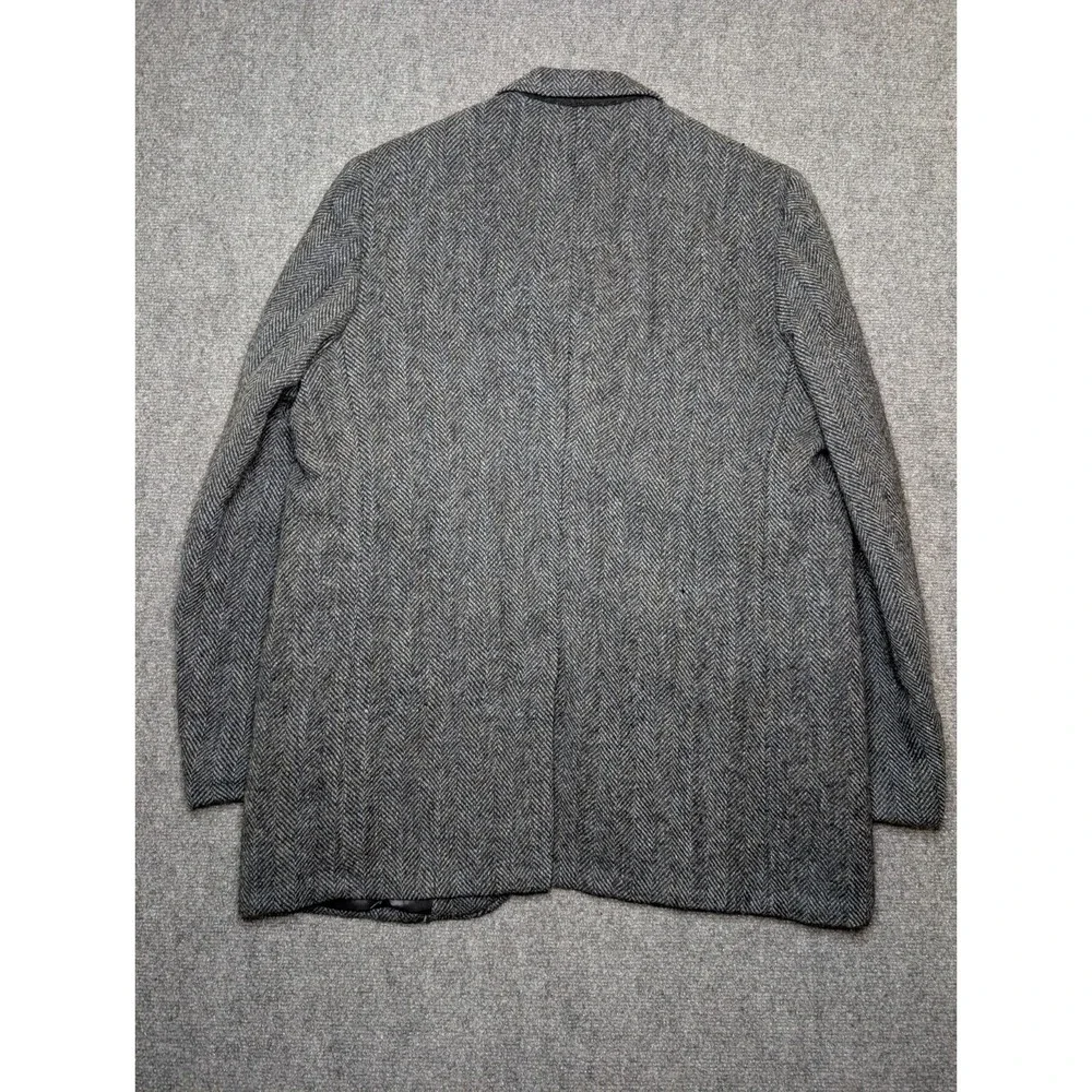 Vintage Roos Atkins HARRIS TWEED Scottish Wool Herringbone Blazer Men's 44L Navy